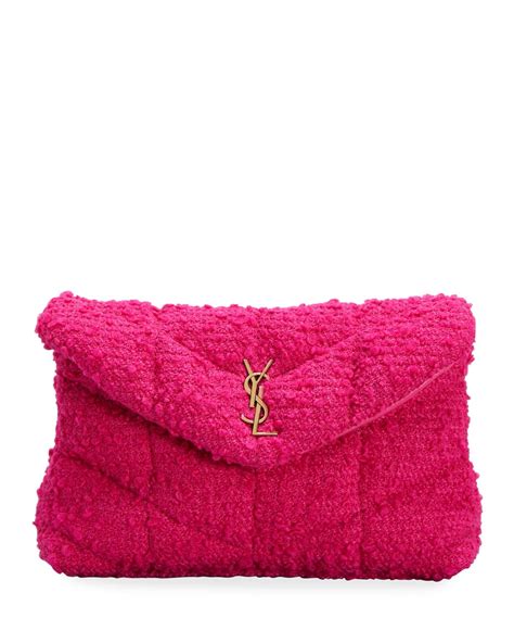 saint laurent puffer small ysl tweed boucle pouch clutch bag|SAINT LAURENT Puffer small quilted leather shoulder .